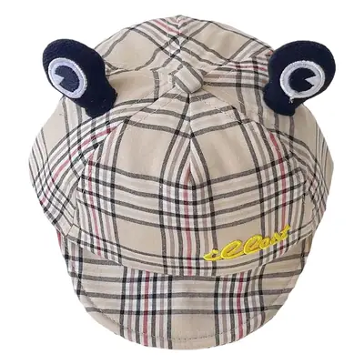 Autumn Korean Style Baby Sun Hats Plaid Grey Blue