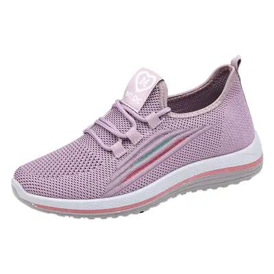 Women Purple Mesh Casual Sports Shoes Flat Non-Slip