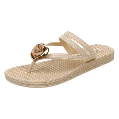 Flip-flops Women's Outwear Fashion Summer New Student Flower Clip-toe Plastic Rubber Shoes Beach Sandals