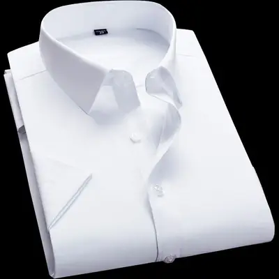 Men's Light Blue Lining Short Sleeve Shirt for Weddings & Business