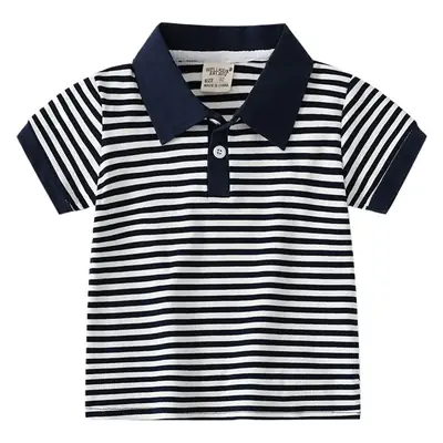 Boys Striped Cotton Polo Shirt 2023 Summer