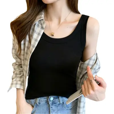 2025 Summer Camisole Women's Light Blue Slim Fit