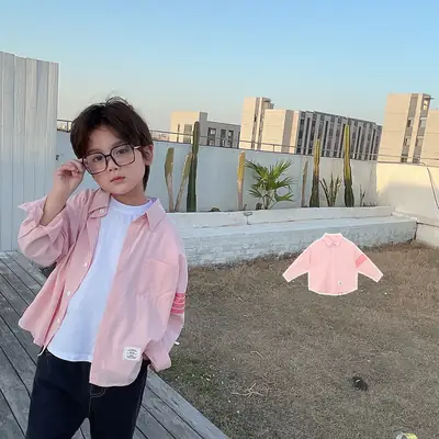 Pink Bar Striped Long Sleeve Shirt for Men
