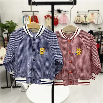 Children Japanese Style Cartoon Baseball Jacket Blue Pink