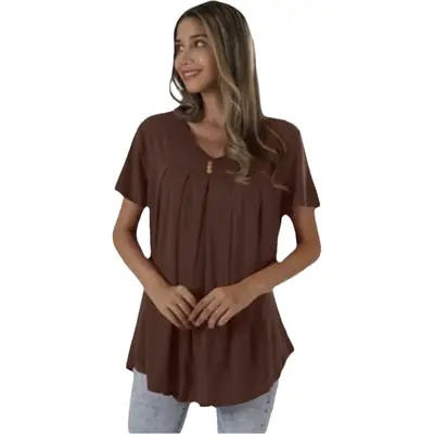 2025 V-Neck Loose T-Shirt Blue Women