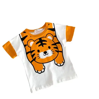 Tiger Print Cotton T-Shirt for Boys Summer