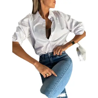 Women Long Sleeve Button Shirt Summer Wear Loose Fit