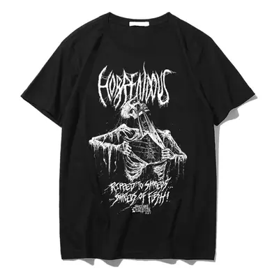 Women Punk Graphic T-Shirt Black Loose Summer Harajuku