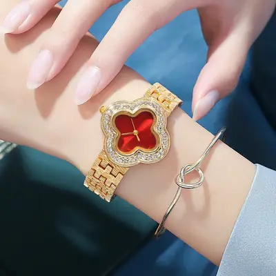 Korean Style Four-Leaf Clover Diamond Watch for Women