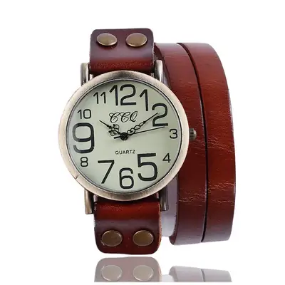Vintage Brown Leather Watch for Men Women Wholesale
