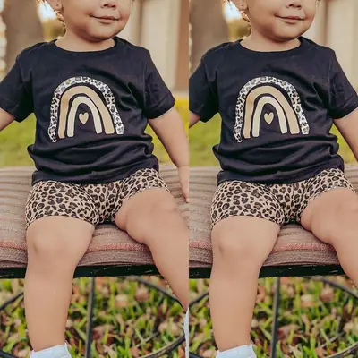 Boy Printed Leopard Shorts T-Shirt Set for Kids