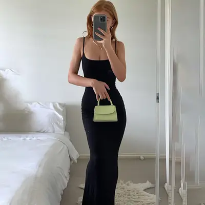 Orange Slim Fit Sling Home Dress for Women