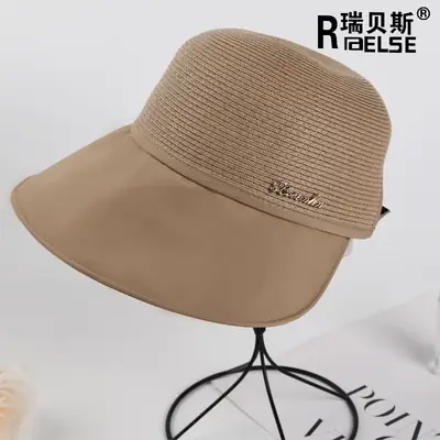Women Linen Sun Hat Beige UV Protection