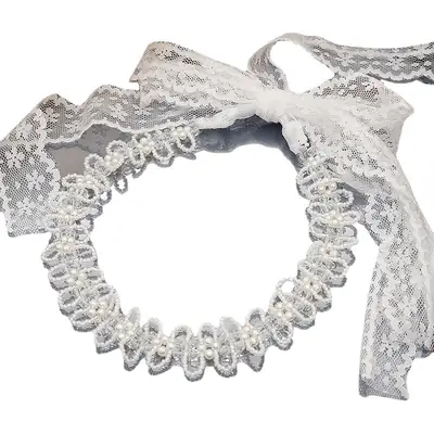 Pearl Crystal Hair Band with Bow Lace