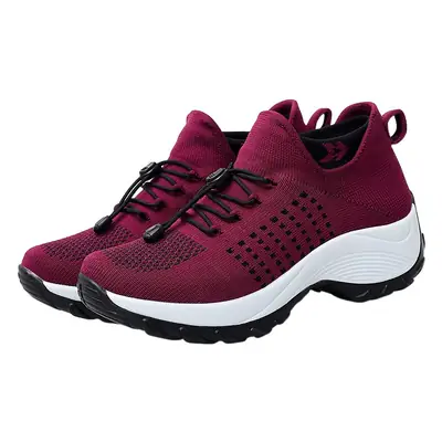 Women's Blue Lace-Up Flying Weaving Shoes