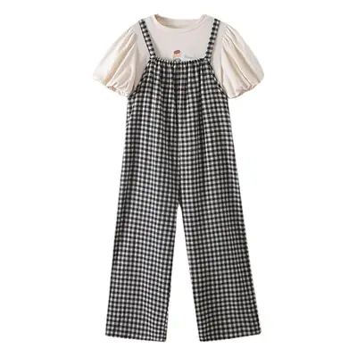2025 Summer Kids Plaid Overalls with Strap Pants