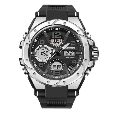 Sanda Black Digital Alarm Clock with Dual Time Display