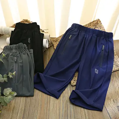 Kids Navy Blue Zipper Shorts Middle Large