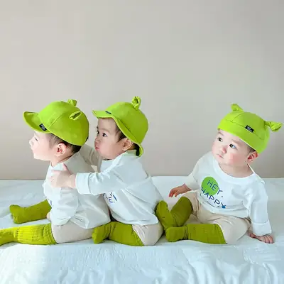 Green Fisherman Hat with Bear Ears for Kids