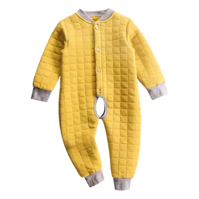 Baby Cotton Padded Jumpsuit Brown Large Size