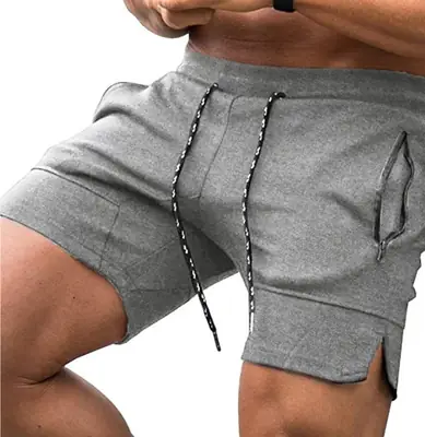 Men Blue Drawstring Zipper Shorts 2024 Summer