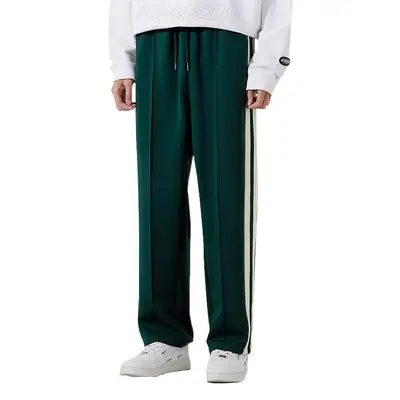 2025 Men's Grey 3-Stripes Straight Leg Pants