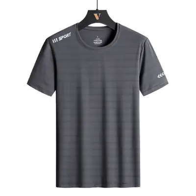 Men Blue Ice Silk T-Shirt Short Sleeve