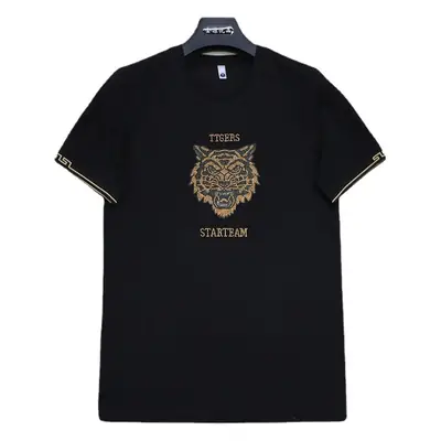 Men White Tiger Head T-Shirt with "STARTSAM" Print