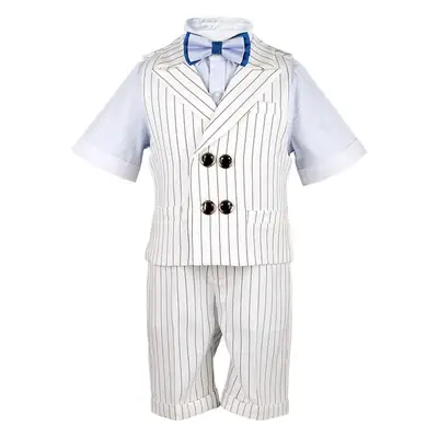2023 Boys Summer Striped Vest Suit with Bow Tie