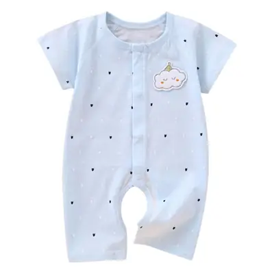 Baby Romper Pure Cotton Light Blue One-Piece Summer Pajamas