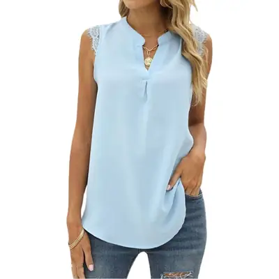 Black Sleeveless V-Neck Top for Women