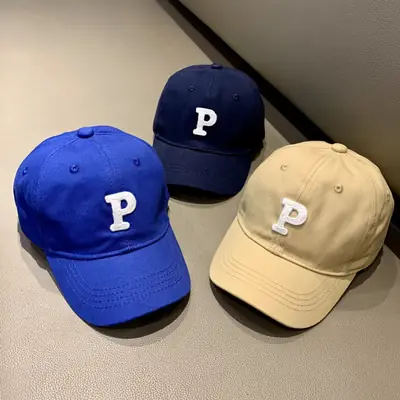 Red Baseball Cap with White P for Boys Girls Spring Autumn