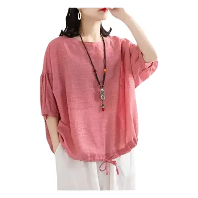 Women's 2022 Green Bat Shirt Drawstring Round Neck T-Shirt Large