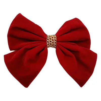 Black Velvet Bow with Heart Crystal Clip for Women
