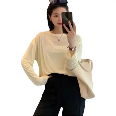 Women Light Green Loose Fit Sun Protection Shirt