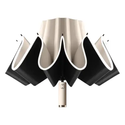 10-Bone Folding Umbrella with LED Flashlight Black