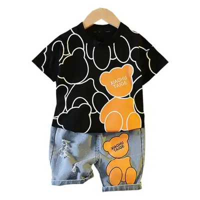 2023 New Summer Boys Korean T-Shirt Suit Blue Shorts