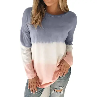 Women Tie-Dye Gradient Long Sleeve T-Shirt