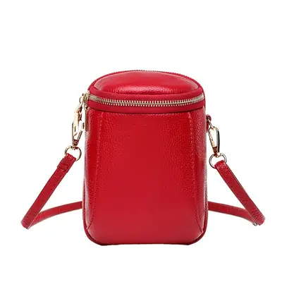 Green Genuine Leather Mobile Phone Bag for Women