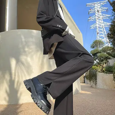 Men's Oversize Split Mop Pants Black Formal Wear