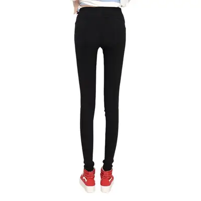 Women's Stretch Leggings Black Pencil Pants with Front & Back Pocket