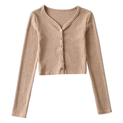 Black V-Neck Long Sleeve Cardigan for Women