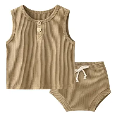 Baby Shorts Suit Brown Sleeveless Summer Wear