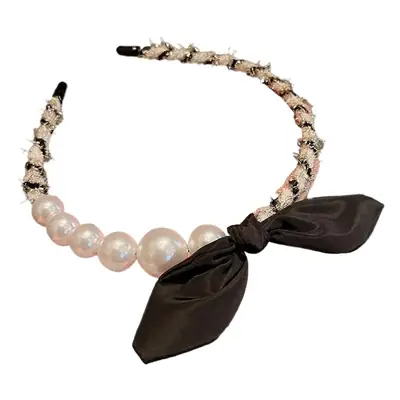Korean Bow Pearl Hairband with Rabbit Ears