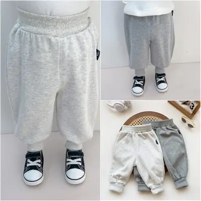 Baby Boys Girls Cotton Loose Pants Grey Spring Autumn