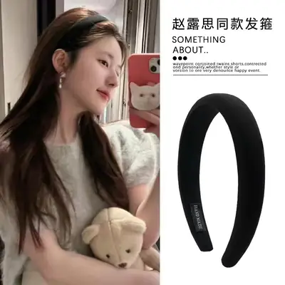 Women's White Sponge Hair Hoop for Autumn Winter