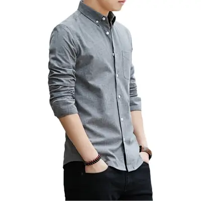 Men's 2021 Oxford Textile Slim Fit Shirt Navy Blue