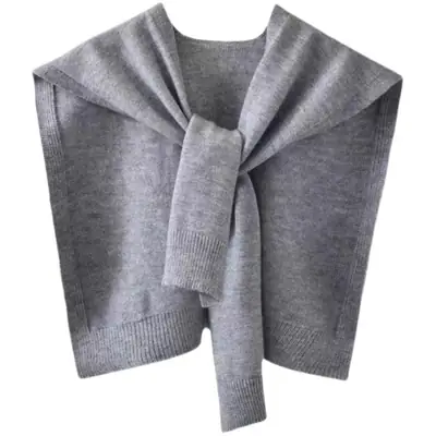 Women's Brown Striped Core Spun Shawl with Waistcoat Design