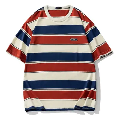 Men Striped T-Shirt 2025 Summer Loose Fit