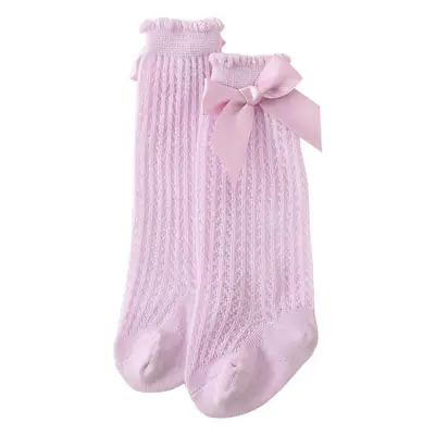 Baby Bow Knee High Socks Pink Bow Design